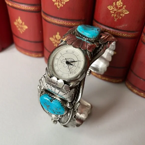 M.Thomas Jr. Navajo Turquoise Silver Watch M.Thomas Jr. Navajo Turquoise Silver Watch main image 4